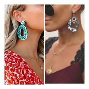 Vici Turquoise and Black Statement Earrings